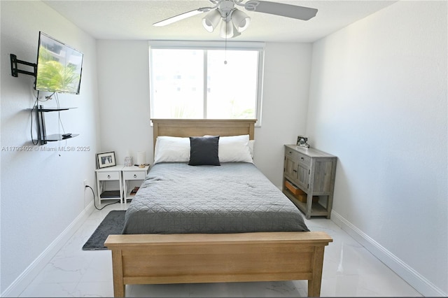 947 Lenox Ave Unit 504, Miami Beach, FL 33139 - bedroom with light marble finish floors, baseboards, and a ceiling fan