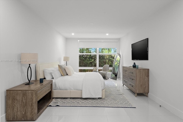 3020 Alton Rd, Miami Beach, FL 33140 - bedroom with recessed lighting, light tile patterned floors, and baseboards