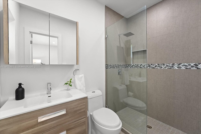 3020 Alton Rd, Miami Beach, FL 33140 - full bathroom with a walk in shower, toilet, and vanity