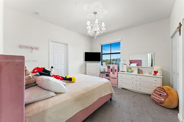 3531 W 104th Ter, Hialeah, FL 33018 - carpeted bedroom with a chandelier