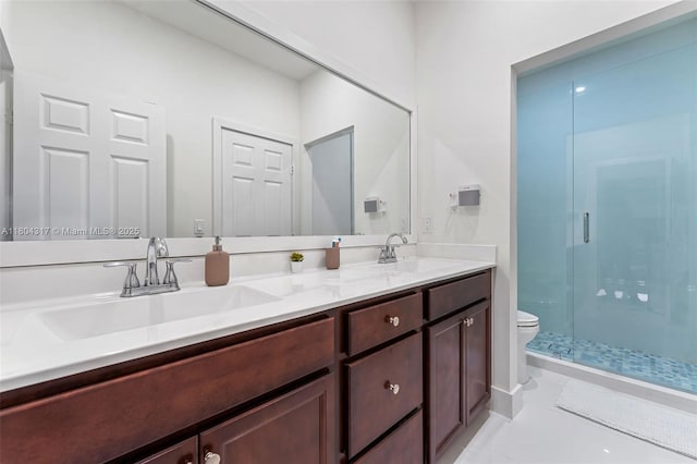 3531 W 104th Ter, Hialeah, FL 33018 - bathroom featuring a stall shower, toilet, and double vanity