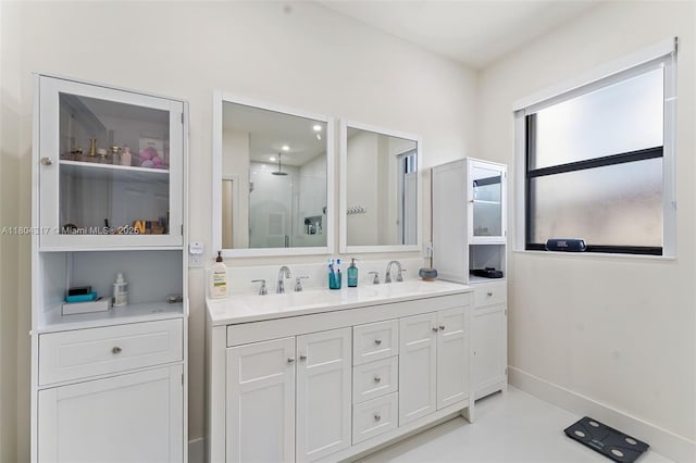 3531 W 104th Ter, Hialeah, FL 33018 - full bath with double vanity, a shower, and baseboards