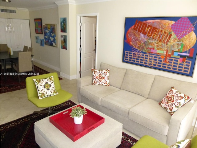 3101 N Country Club Dr Unit 107, Aventura, FL 33180 - living area featuring ornamental molding and baseboards