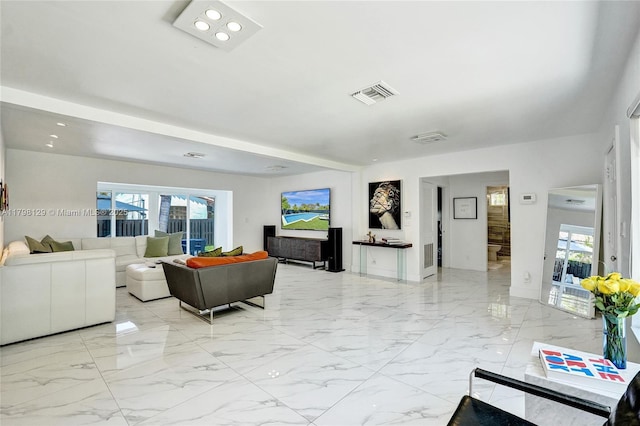 626 S 13th Ave, Hollywood, FL 33019 - living area featuring marble tiled flooring
