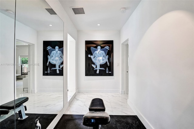 626 S 13th Ave, Hollywood, FL 33019 - workout room with marble finish flooring, baseboards, and recessed lighting