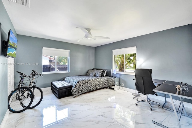 626 S 13th Ave, Hollywood, FL 33019 - bedroom featuring multiple windows, a desk, and marble tiled flooring