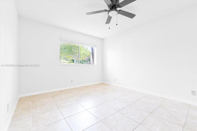 3420 N Pinewalk Dr N Unit 713, Margate, FL 33063 - empty room featuring light tile patterned floors, ceiling fan, baseboards, and a textured ceiling