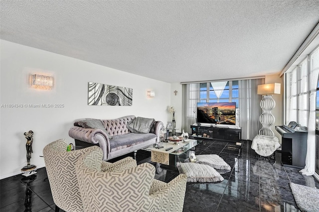 301 174th St Unit 1503, Sunny Isles Beach, FL 33160 - living area with a textured ceiling