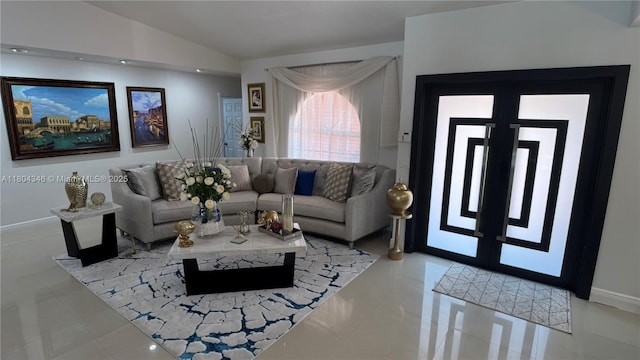 14620 SW 151st Ter, Miami, FL 33186 - living area featuring vaulted ceiling and baseboards