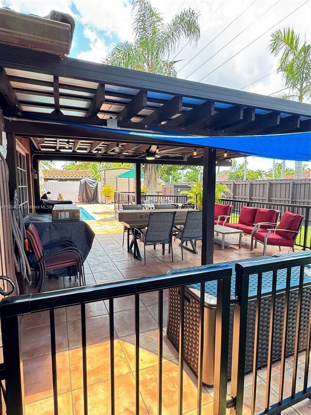 14620 SW 151st Ter, Miami, FL 33186 - view of patio / terrace with outdoor lounge area, outdoor dining space, and a pergola