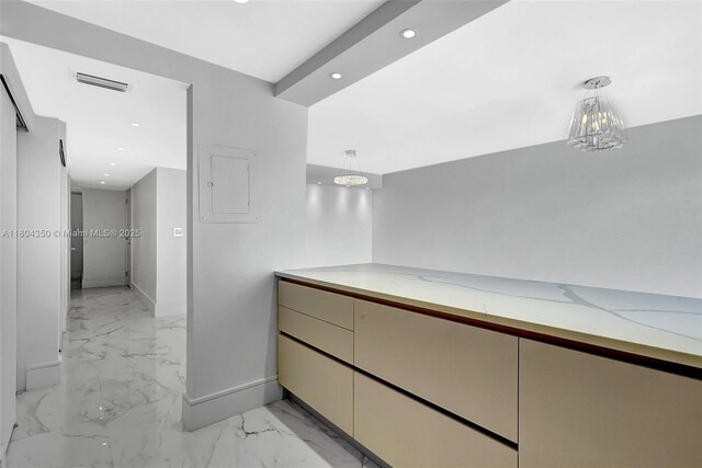 2807 NE 164th St Unit 2, North Miami Beach, FL 33160 - corridor with baseboards, light marble finish floors, recessed lighting, and electric panel