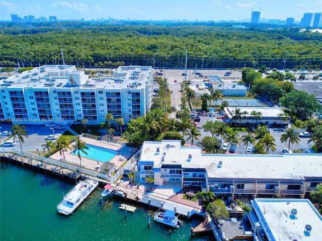 2807 NE 164th St Unit 2, North Miami Beach, FL 33160 - view of urban area with a forest, a pool area, and a large body of water