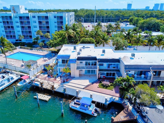 2807 NE 164th St Unit 2, North Miami Beach, FL 33160 - aerial view of a pool area and a large body of water