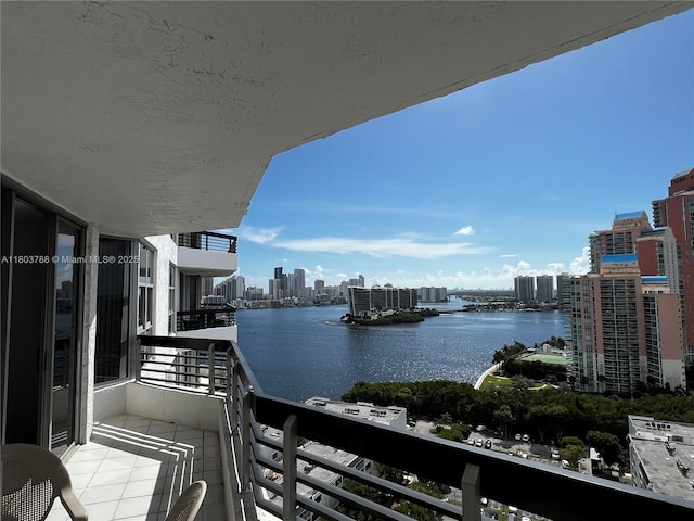 3400 NE 192nd St Unit 2102, Aventura, FL 33180 - balcony with a water view and a view of skyline