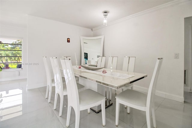 12411 SW 12th St, Davie, FL 33325 - dining area featuring light tile patterned flooring, baseboards, and crown molding