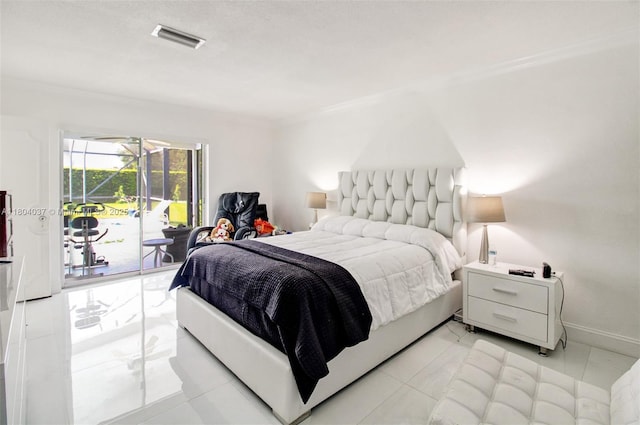 12411 SW 12th St, Davie, FL 33325 - bedroom featuring access to exterior, crown molding, and baseboards