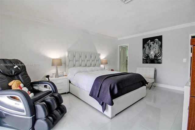 12411 SW 12th St, Davie, FL 33325 - bedroom featuring ornamental molding and light tile patterned floors