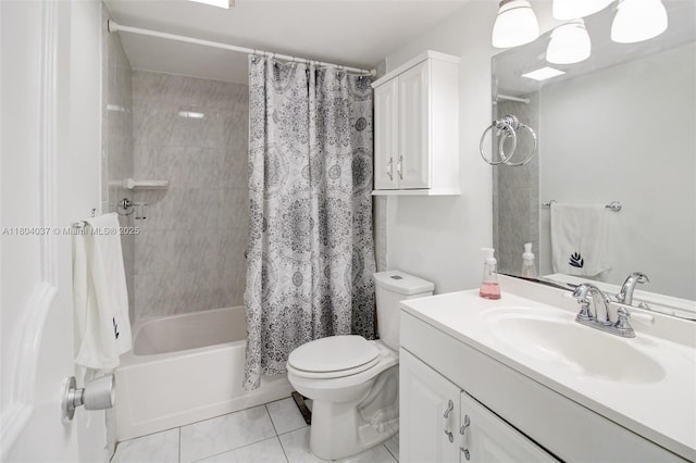 12411 SW 12th St, Davie, FL 33325 - bathroom featuring shower / bath combo with shower curtain, vanity, toilet, and tile patterned flooring