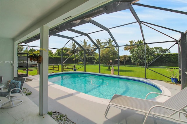 12411 SW 12th St, Davie, FL 33325 - outdoor pool featuring a lawn, a patio, and a lanai