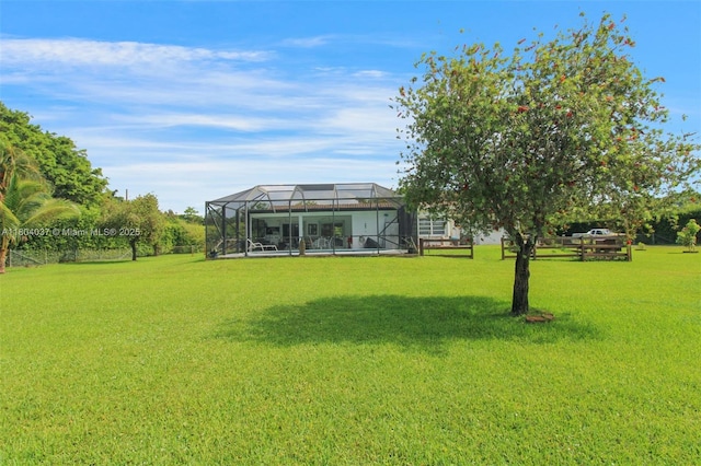 12411 SW 12th St, Davie, FL 33325 - view of grassy yard featuring a lanai