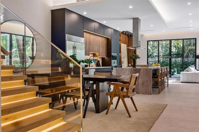 2805 Freeman St, Miami, FL 33133 - dining space featuring stairs and recessed lighting