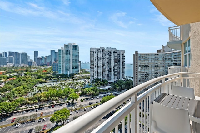 2475 Brickell Ave Unit 1805, Miami, FL 33129 - balcony featuring cooling unit, a skyline view, and a water view