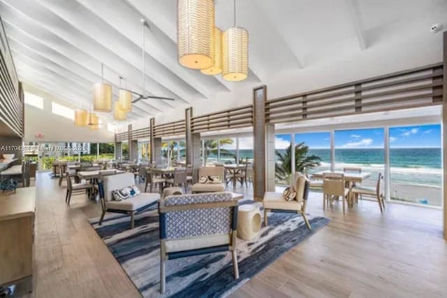 4750 S Ocean Blvd Unit 401, Highland Beach, FL 33487 - community lobby featuring high vaulted ceiling and a water view