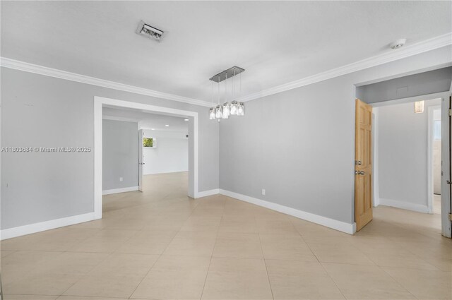 4301 SW 85th Ave, Miami, FL 33155 - empty room with ornamental molding, a smoke detector, baseboards, and light tile patterned floors