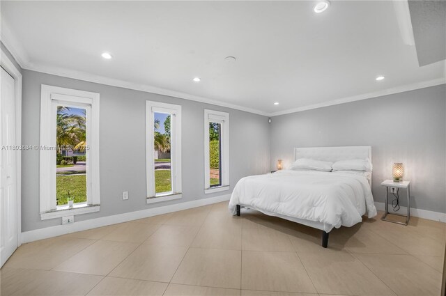 4301 SW 85th Ave, Miami, FL 33155 - bedroom with recessed lighting, ornamental molding, baseboards, and tile patterned flooring