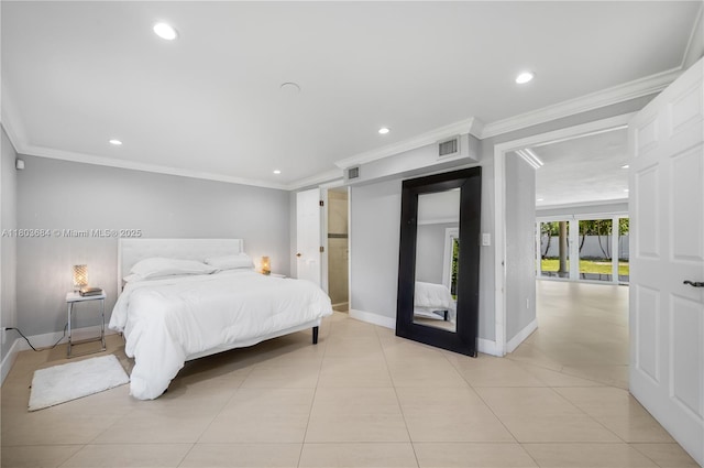 4301 SW 85th Ave, Miami, FL 33155 - bedroom with crown molding, baseboards, recessed lighting, and light tile patterned flooring