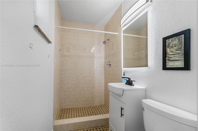4301 SW 85th Ave, Miami, FL 33155 - full bath with a textured wall, a tile shower, vanity, and toilet