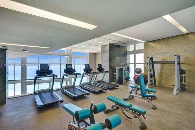 18201 Collins Ave Unit 808, Sunny Isles Beach, FL 33160 - gym featuring floor to ceiling windows