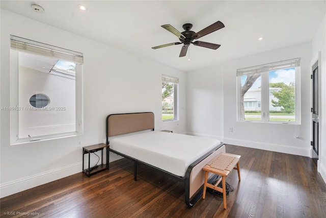 5860 La Gorce Dr, Miami Beach, FL 33140 - bedroom featuring wood finished floors, baseboards, and recessed lighting