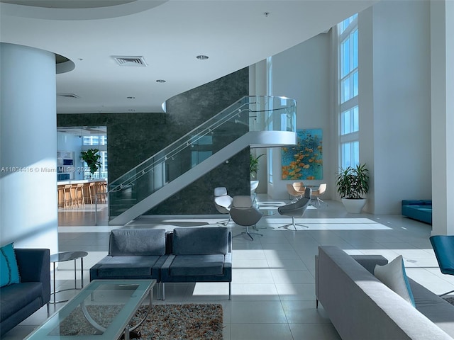 1900 N Bayshore Dr Unit 2512, Miami, FL 33132 - common area featuring a high ceiling and stairs