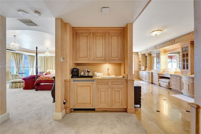 6051 N Ocean Dr Unit Ph5, Hollywood, FL 33019 - indoor wet bar with plenty of natural light, a chandelier, and light carpet
