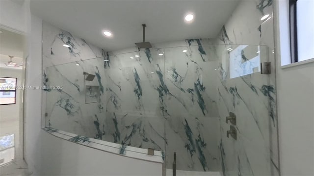 3004 SW 4th St, Lehigh Acres, FL 33976 - full bath with a marble finish shower and recessed lighting