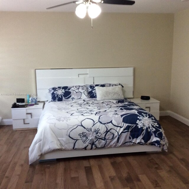 21046 SW 133rd Ct, Miami, FL 33177 - bedroom with wood finished floors, baseboards, and ceiling fan