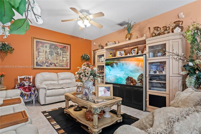 15120 SW 156th Ave, Miami, FL 33196 - living area with ceiling fan and tile patterned flooring