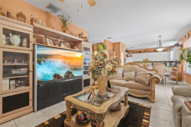 15120 SW 156th Ave, Miami, FL 33196 - living area with light tile patterned flooring and ceiling fan