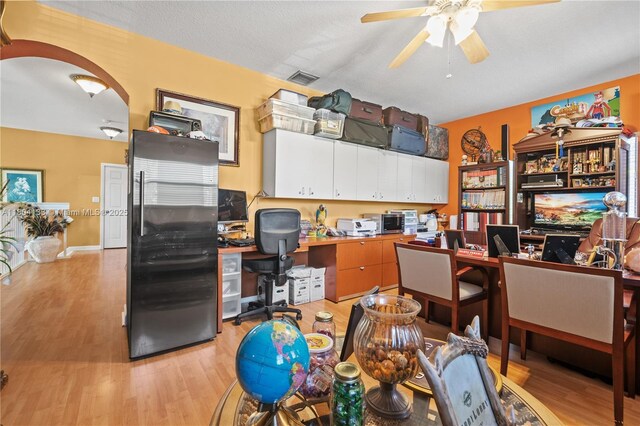 15120 SW 156th Ave, Miami, FL 33196 - office featuring ceiling fan, light wood-style flooring, arched walkways, and built in desk