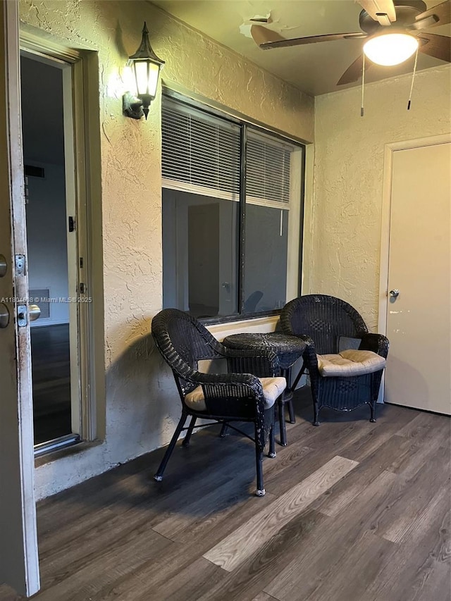 view of patio featuring a ceiling fan