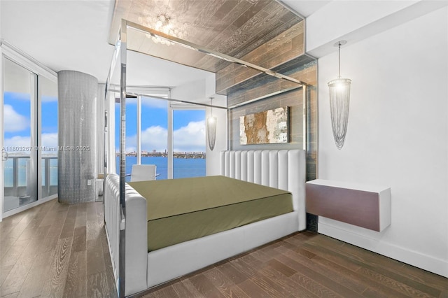 2020 N Bayshore Dr Unit 2001, Miami, FL 33137 - bedroom featuring a water view, wood finished floors, and floor to ceiling windows
