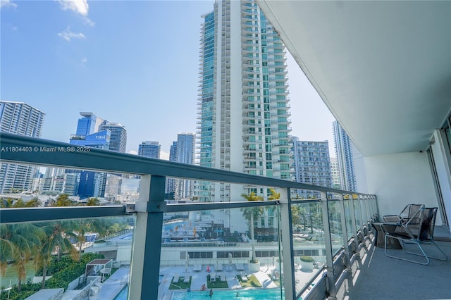 90 SW 3rd St Unit 1401, Miami, FL 33130 - balcony featuring a city view and view of pool area