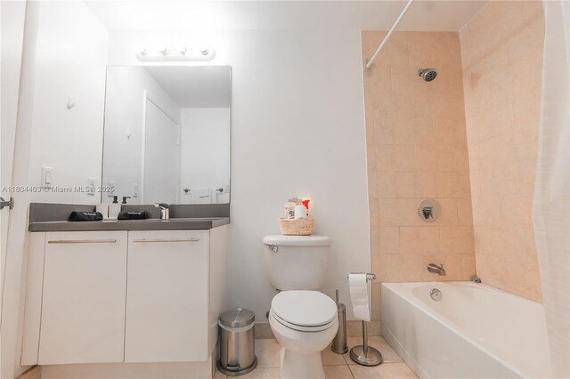 90 SW 3rd St Unit 1401, Miami, FL 33130 - full bathroom with bathing tub / shower combination, tile patterned flooring, toilet, and vanity