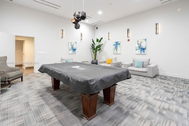 665 NE 25th St Unit 405, Miami, FL 33137 - rec room with light carpet, recessed lighting, billiards, and baseboards