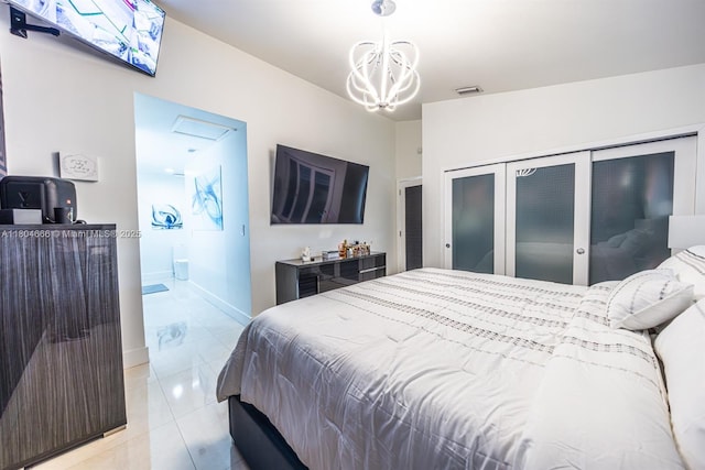 6950 NW 168th St, Hialeah, FL 33015 - bedroom featuring baseboards and a chandelier
