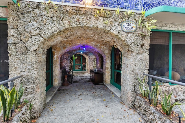 1301 Milan Ave, Villa Coral Gables, FL 33134 - entrance to property featuring stone siding