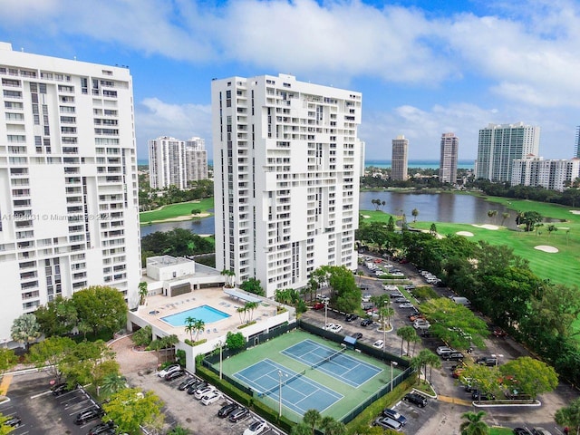20355 NE 34th Ct Unit 929, Aventura, FL 33180 - view of building exterior with a water view, a view of city, and golf course view