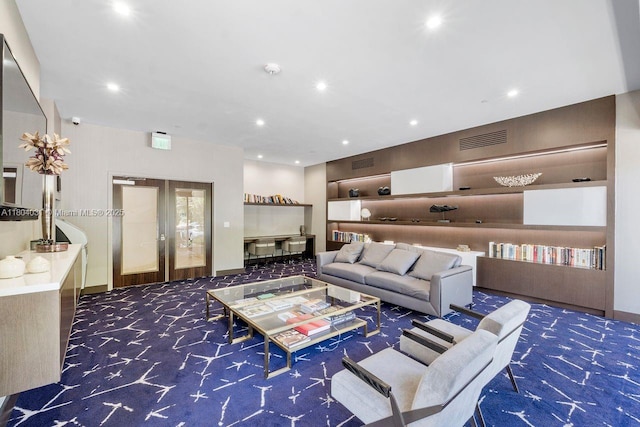 20355 NE 34th Ct Unit 929, Aventura, FL 33180 - living room with carpet, recessed lighting, and french doors