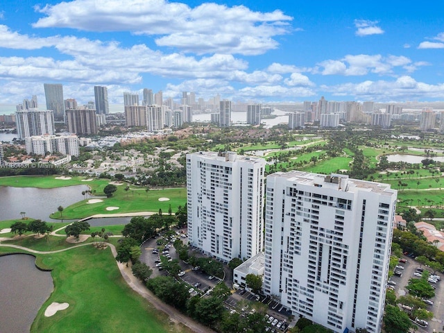 20355 NE 34th Ct Unit 929, Aventura, FL 33180 - drone / aerial view of a nearby body of water, a local golf course, and a view of skyline